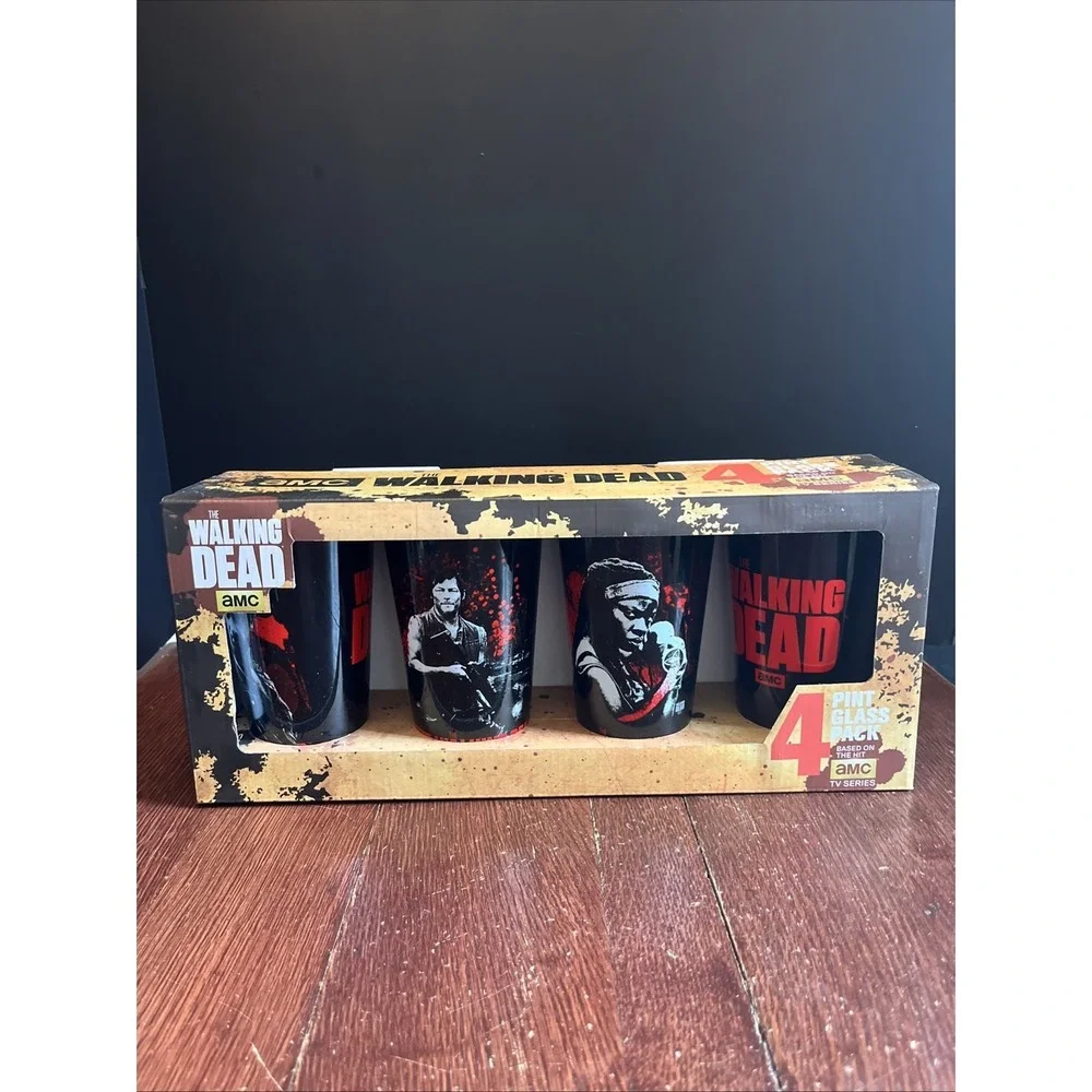 The Walking Dead, Pint Glass 4 Pack, Rick Glenn Daryl Michonne 16 oz, New